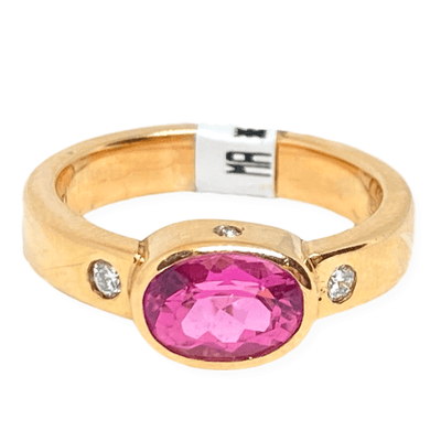 Mark Areias Jewelers Jewellery & Watches Mark Areias Jewelers Pink Tourmaline & Diamond Ring Handmade in 14K Rose Gold