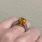 Mark Areias Jewelers Jewellery & Watches Mark Areias Jewelers Yellow Sapphire & Diamond Platinum Handmade Ring 5.55CT