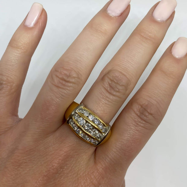 Mark Areias Jewelers Jewellery & Watches Men's Three Row Channel Set Round Diamond Ring Band 1.50ctw 18K & Platinum