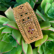 Mark Areias Jewelers Jewellery & Watches Middle Eastern Style Red and Green Enamel Wide Bangle Bracelet 21K Yellow Gold