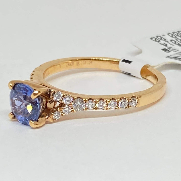 Mark Areias Jewelers Jewellery & Watches Montana Round Blue Sapphire & Pave Diamond Ring 18K Rose Gold