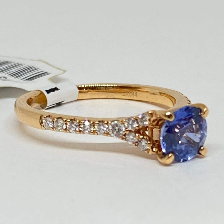 Mark Areias Jewelers Jewellery & Watches Montana Round Blue Sapphire & Pave Diamond Ring 18K Rose Gold