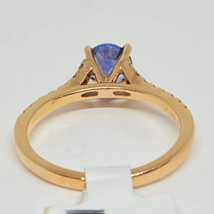 Mark Areias Jewelers Jewellery & Watches Montana Round Blue Sapphire & Pave Diamond Ring 18K Rose Gold