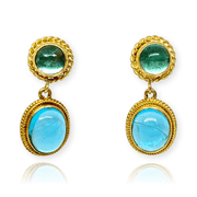 Mark Areias Jewelers Jewellery & Watches Natural Apatite Oval & Round Woven Bezel Set Drop Dangle Earrings 18KY