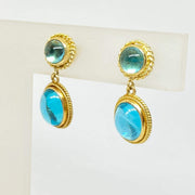 Mark Areias Jewelers Jewellery & Watches Natural Apatite Oval & Round Woven Bezel Set Drop Dangle Earrings 18KY