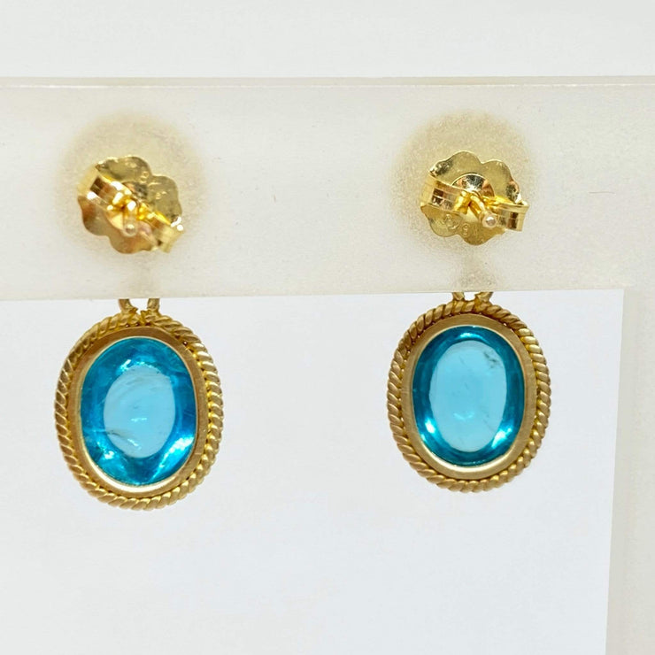 Mark Areias Jewelers Jewellery & Watches Natural Apatite Oval & Round Woven Bezel Set Drop Dangle Earrings 18KY