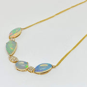 Mark Areias Jewelers Jewellery & Watches Natural Ethiopian Opal & Diamond Necklace 14K Yellow Gold 10.66 Carats
