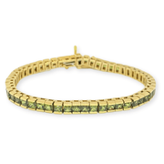 Mark Areias Jewelers Jewellery & Watches Natural Green Sapphire Princess Square Channel Tennis Bracelet 14KY 10.44CTW