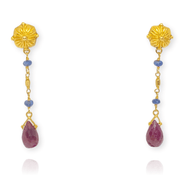 Mark Areias Jewelers Jewellery & Watches Natural Multi Colored Gemstone Drop Earrings Ruby Sapphire Briolette 22KY