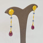 Mark Areias Jewelers Jewellery & Watches Natural Multi Colored Gemstone Drop Earrings Ruby Sapphire Briolette 22KY