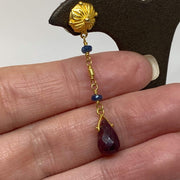 Mark Areias Jewelers Jewellery & Watches Natural Multi Colored Gemstone Drop Earrings Ruby Sapphire Briolette 22KY
