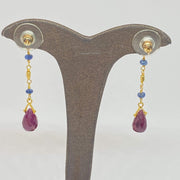 Mark Areias Jewelers Jewellery & Watches Natural Multi Colored Gemstone Drop Earrings Ruby Sapphire Briolette 22KY