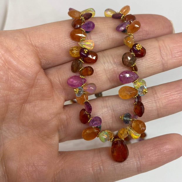 Mark Areias Jewelers Jewellery & Watches Natural Multi Colored Gemstone Necklace Summer Briolette Garnet Opal Sap. 18KY