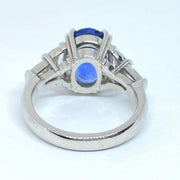Mark Areias Jewelers Jewellery & Watches Natural Oval Blue Sapphire & Diamond Ring in Handmade Platinum Mounting 7.11 CT