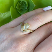 Mark Areias Jewelers Jewellery & Watches Natural Pear Shape Rose Cut Cream Diamond Hand Fabricated Ring Yellow Gold 1.97