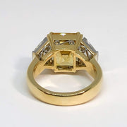 Mark Areias Jewelers Jewellery & Watches Natural Radiant Yellow Sapphire & Trapezoid Diamond Platinum 18KY Ring 8.16CT