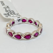 Mark Areias Jewelers Jewellery & Watches Natural Ruby Pear Shape Bezel Eternity Ring Band 18K White Gold 2.52CTW