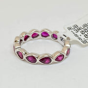 Mark Areias Jewelers Jewellery & Watches Natural Ruby Pear Shape Bezel Eternity Ring Band 18K White Gold 2.52CTW