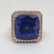 Mark Areias Jewelers Jewellery & Watches Natural Tanzanite Cushion Cut in 18K Rose Gold Diamond Custom Ring Mounting