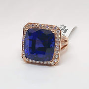 Mark Areias Jewelers Jewellery & Watches Natural Tanzanite Cushion Cut in 18K Rose Gold Diamond Custom Ring Mounting