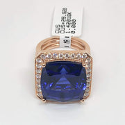 Mark Areias Jewelers Jewellery & Watches Natural Tanzanite Cushion Cut in 18K Rose Gold Diamond Custom Ring Mounting