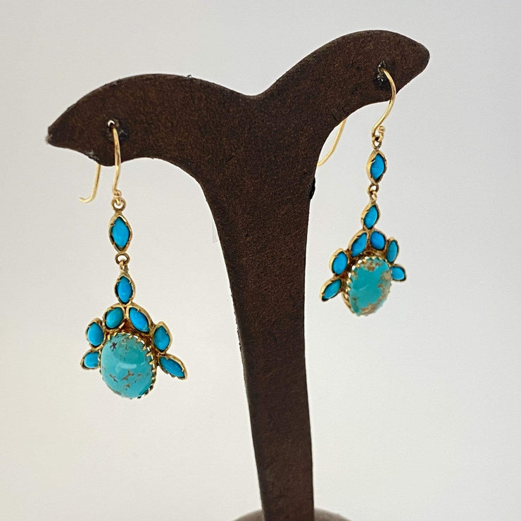 Mark Areias Jewelers Jewellery & Watches Natural Turquoise Estate Necklace and Earring Suite Set 18K Yellow Gold