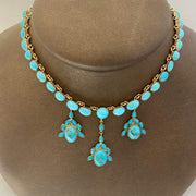 Mark Areias Jewelers Jewellery & Watches Natural Turquoise Estate Necklace and Earring Suite Set 18K Yellow Gold