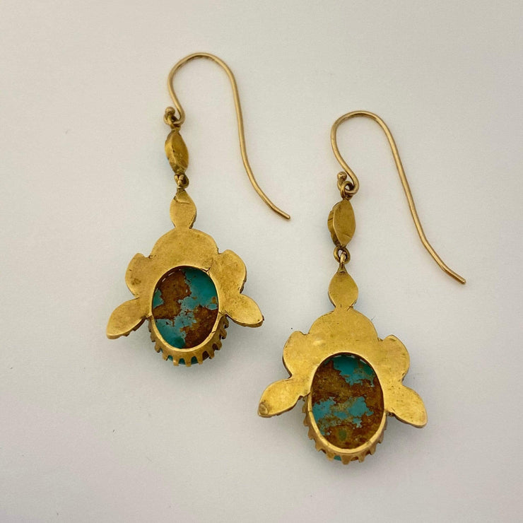Mark Areias Jewelers Jewellery & Watches Natural Turquoise Estate Necklace and Earring Suite Set 18K Yellow Gold