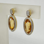 Mark Areias Jewelers Jewellery & Watches Oval Citrine and Diamond Post Dangle Earrings 14KY 10CTW .46DTW
