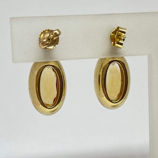 Mark Areias Jewelers Jewellery & Watches Oval Citrine and Diamond Post Dangle Earrings 14KY 10CTW .46DTW