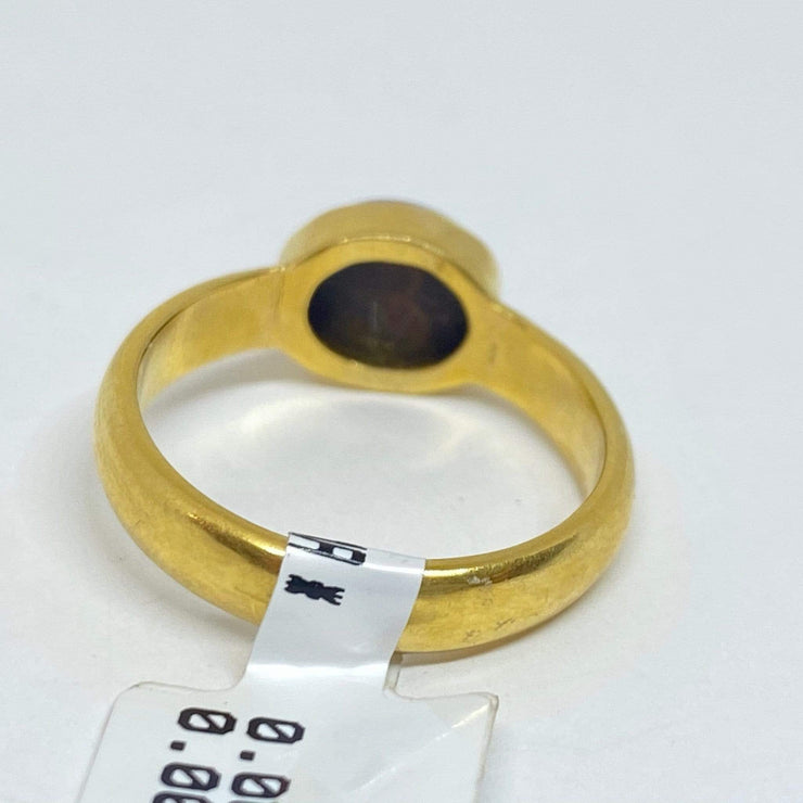Mark Areias Jewelers Jewellery & Watches Oval Fire Agate Cabochon Solitaire Ring 18K Yellow Gold