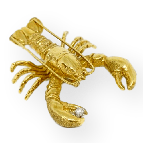 Mark Areias Jewelers Jewellery & Watches Pampillonia Lobster Brooch Pin with Diamond 18K Yellow Gold .05ct
