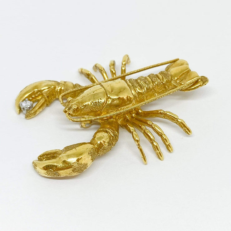 Mark Areias Jewelers Jewellery & Watches Pampillonia Lobster Brooch Pin with Diamond 18K Yellow Gold .05ct