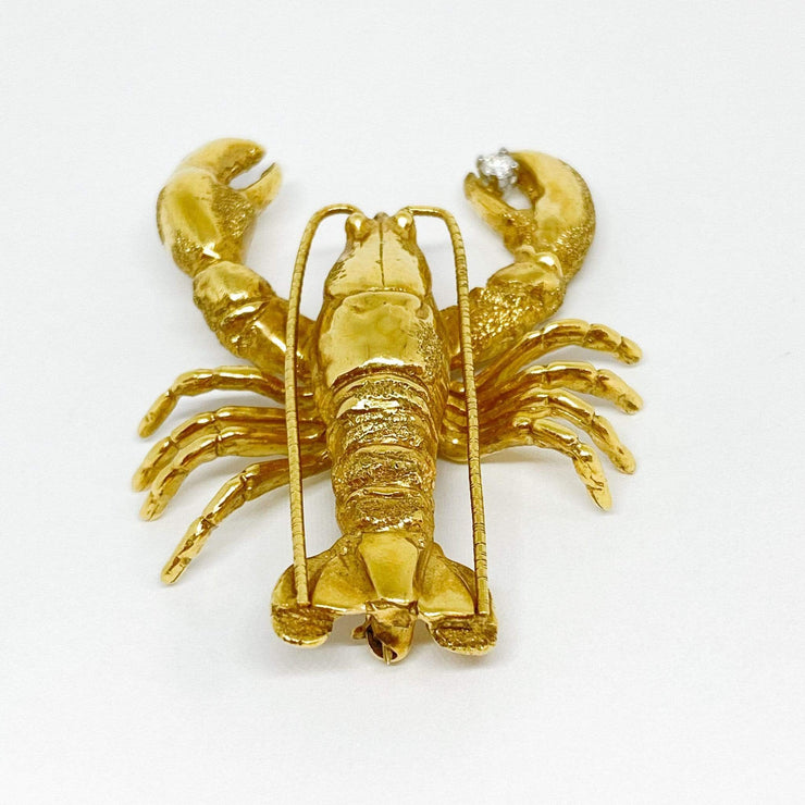 Mark Areias Jewelers Jewellery & Watches Pampillonia Lobster Brooch Pin with Diamond 18K Yellow Gold .05ct