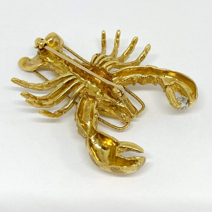 Mark Areias Jewelers Jewellery & Watches Pampillonia Lobster Brooch Pin with Diamond 18K Yellow Gold .05ct