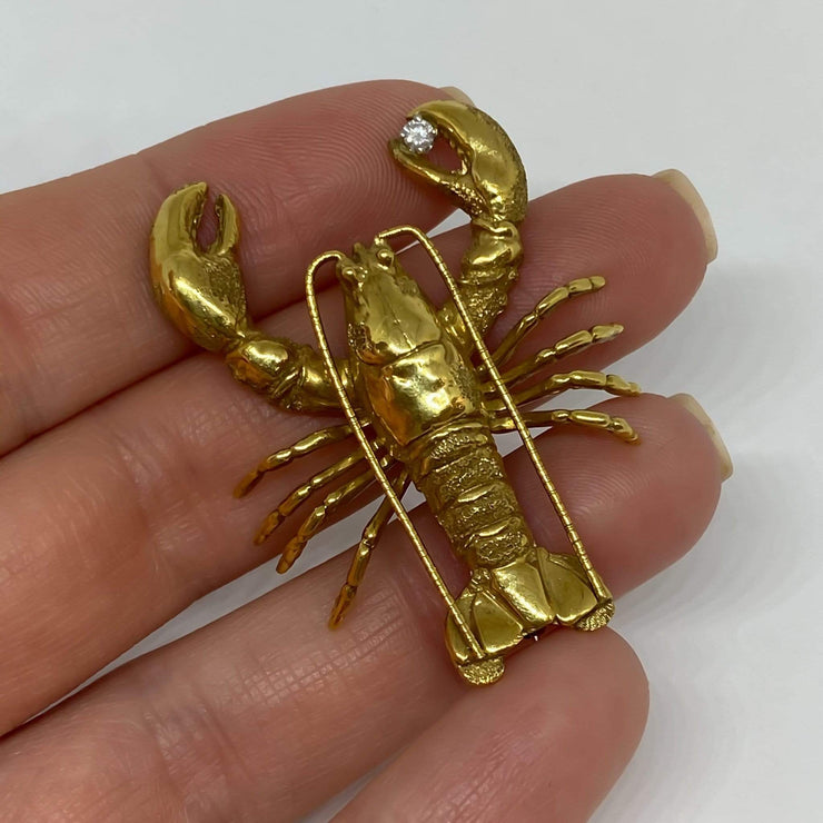 Mark Areias Jewelers Jewellery & Watches Pampillonia Lobster Brooch Pin with Diamond 18K Yellow Gold .05ct