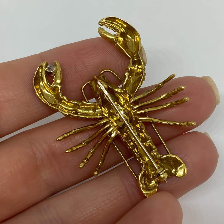 Mark Areias Jewelers Jewellery & Watches Pampillonia Lobster Brooch Pin with Diamond 18K Yellow Gold .05ct