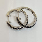 Mark Areias Jewelers Jewellery & Watches Pave Black & White Diamond 14K White Gold Hoop Earrings 2.29ctw
