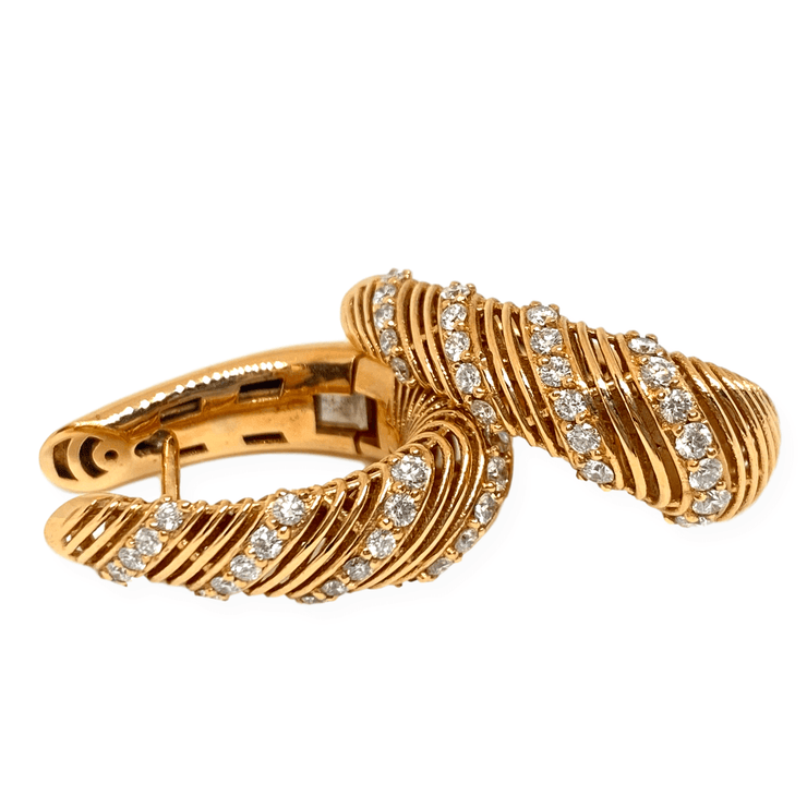 Mark Areias Jewelers Jewellery & Watches Pave Diamond 18K Rose Gold Tapered Hoop Earrings .70ctw