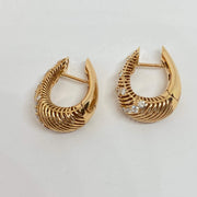 Mark Areias Jewelers Jewellery & Watches Pave Diamond 18K Rose Gold Tapered Hoop Earrings .70ctw
