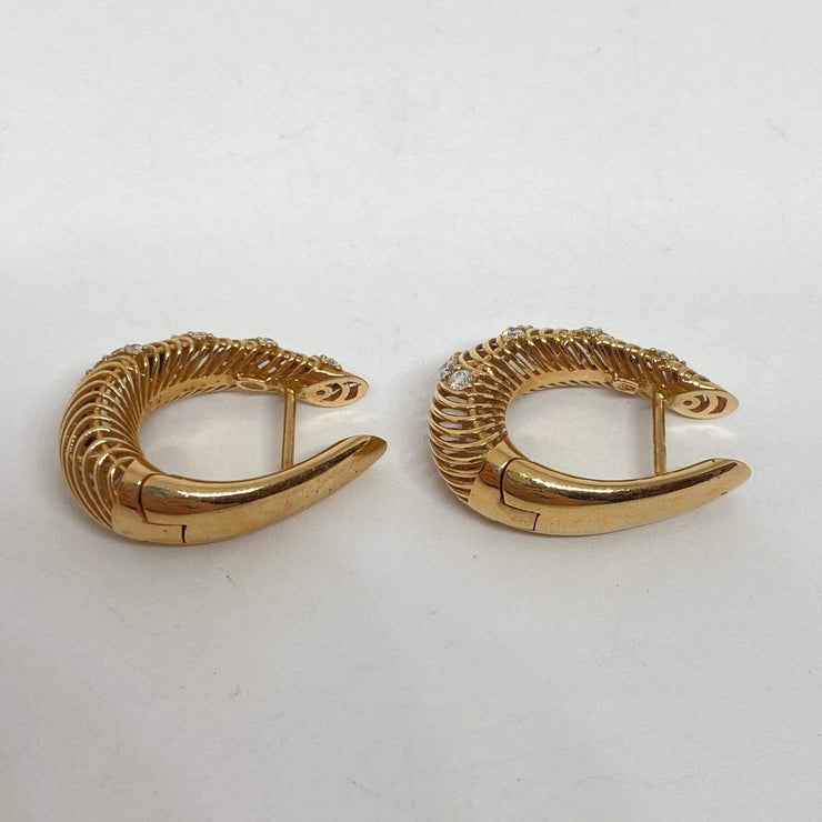 Mark Areias Jewelers Jewellery & Watches Pave Diamond 18K Rose Gold Tapered Hoop Earrings .70ctw