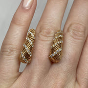 Mark Areias Jewelers Jewellery & Watches Pave Diamond 18K Rose Gold Tapered Hoop Earrings .70ctw
