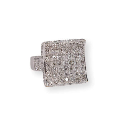 Mark Areias Jewelers Jewellery & Watches Pave Diamond Concave Saddle Ring 1.80ctw 18K White Gold