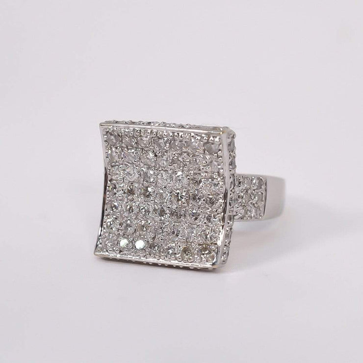 Mark Areias Jewelers Jewellery & Watches Pave Diamond Concave Saddle Ring 1.80ctw 18K White Gold