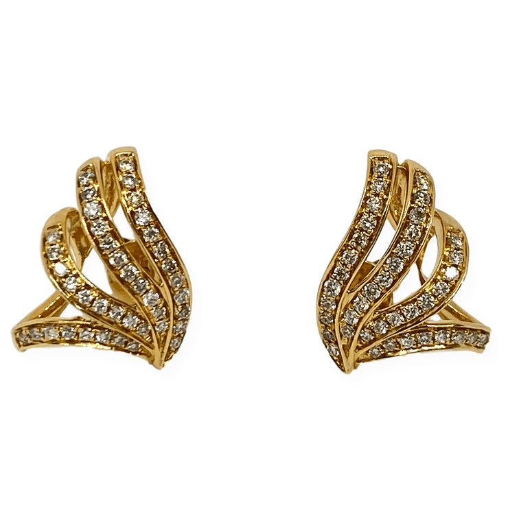 Mark Areias Jewelers Jewellery & Watches Pave Diamond Crawler Ribbon Fan Earring Cuffs .45ctw 14K Yellow Gold