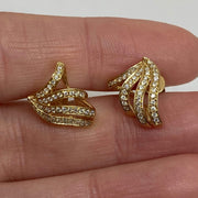 Mark Areias Jewelers Jewellery & Watches Pave Diamond Crawler Ribbon Fan Earring Cuffs .45ctw 14K Yellow Gold