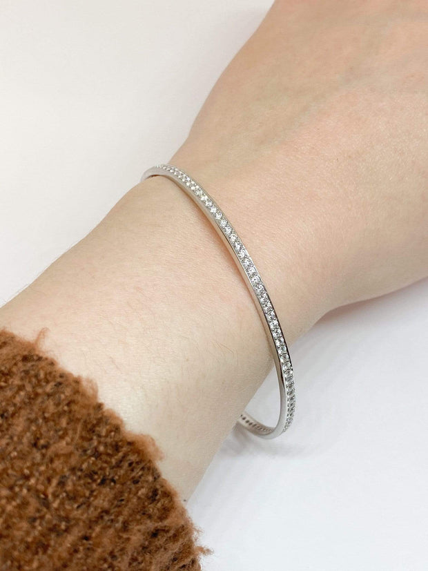 Mark Areias Jewelers Jewellery & Watches Pave Diamond Eternity Round Bangle Bracelet 18KW 2.38CTW 2.75" Diameter