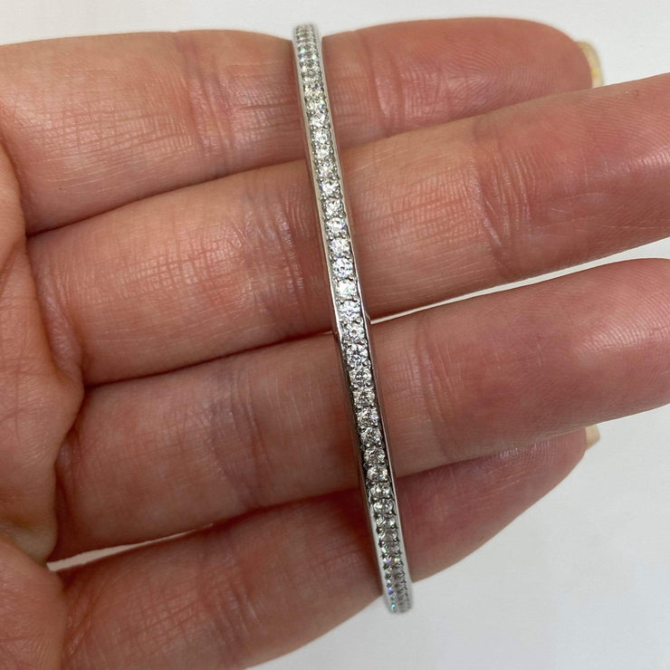 Mark Areias Jewelers Jewellery & Watches Pave Diamond Eternity Round Bangle Bracelet 18KW 2.38CTW 2.75" Diameter