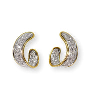 Mark Areias Jewelers Jewellery & Watches Pave Diamond Ribbon Hoop Earrings 2.01ctw 18K White & Yellow Gold