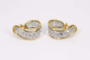 Mark Areias Jewelers Jewellery & Watches Pave Diamond Ribbon Hoop Earrings 2.01ctw 18K White & Yellow Gold